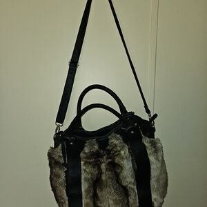 Chocolate Black and Brown Fur Shoulder Bag